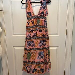 NWT Farm Rio Seashell Tapestry Pink Midi Dress